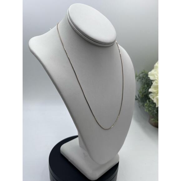 Designer 14kt Italy Yellow Gold 20” Box Link Chain Necklace 2.2 grams - Picture 8 of 14